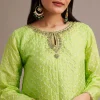Light Green Bandhani High Low Kurta Set With Dhoti