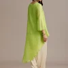Light Green Bandhani High Low Kurta Set With Dhoti