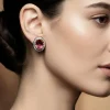 905-red-and-black-contemporary-earrings-with-faux-stones-and-cz-1.webp Red and Black Contemporary Earrings with Faux stones and CZ