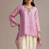 Lavender Bandhani High Low Kurta Set With Dhoti