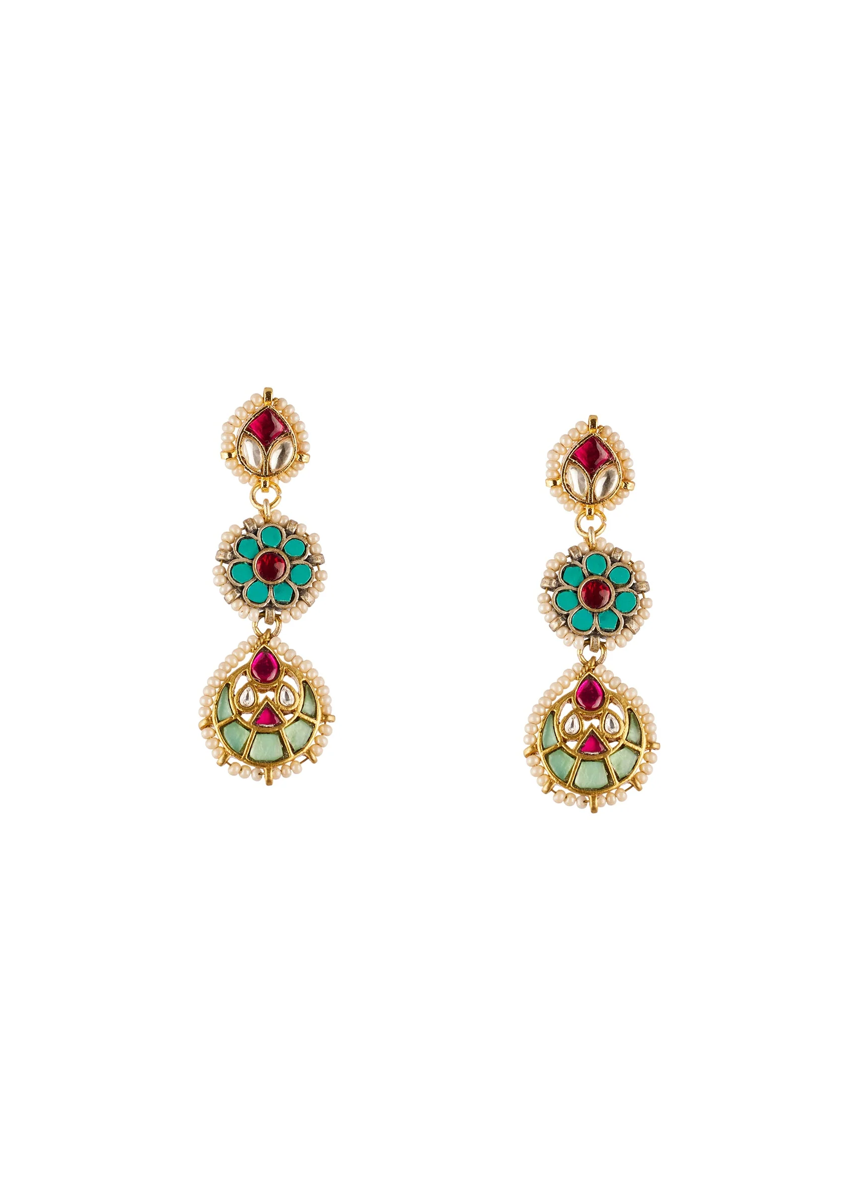 906-multi-traditional-kundan-polki-necklace-set-with-colored-stones-3.webp Multi Traditional Kundan Polki Necklace Set with Colored Stones