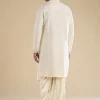 Cream Embellished Muhurtham Kurta Dhoti Set with Stole