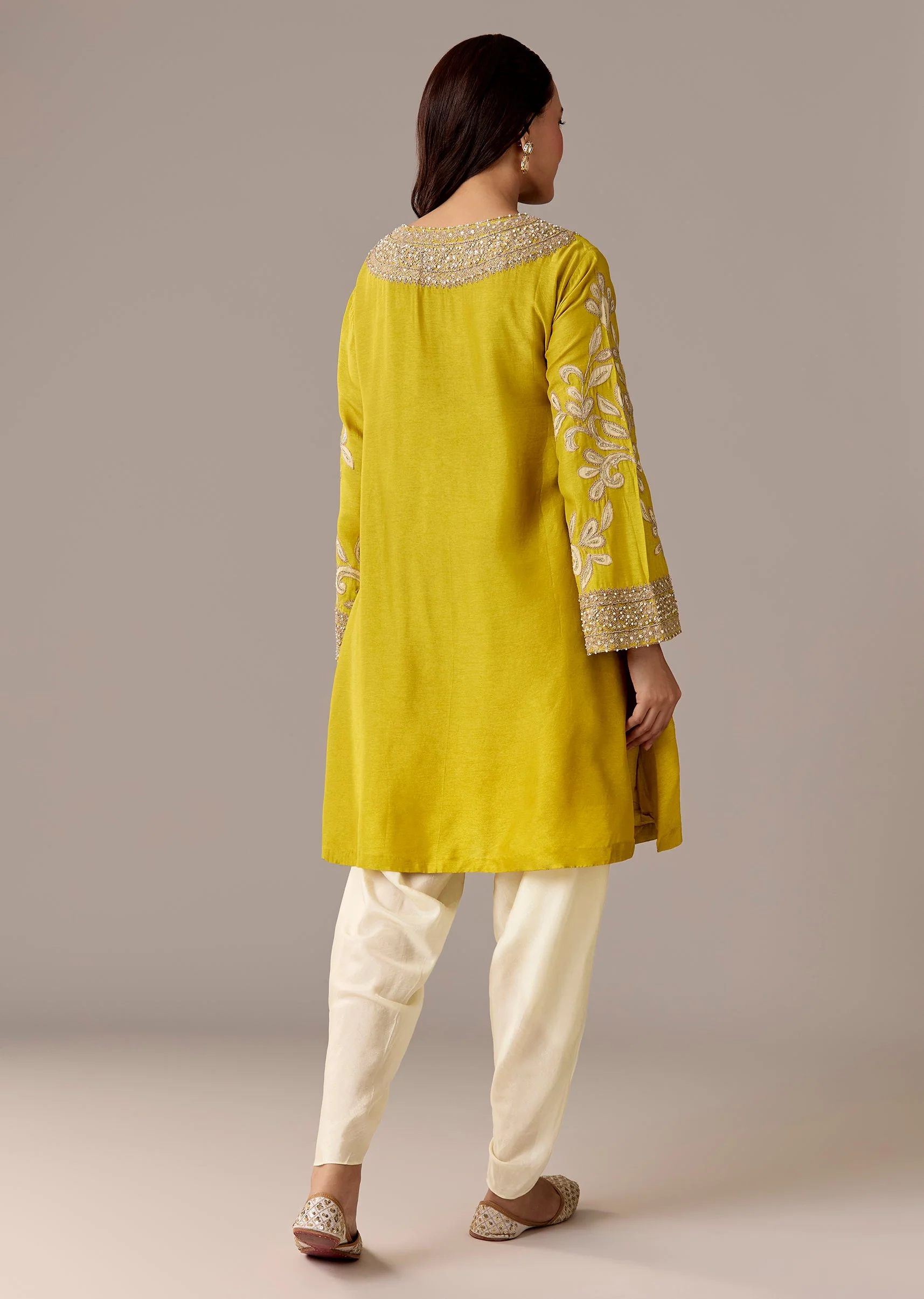Yellow Patchwork Dhoti Suit Set