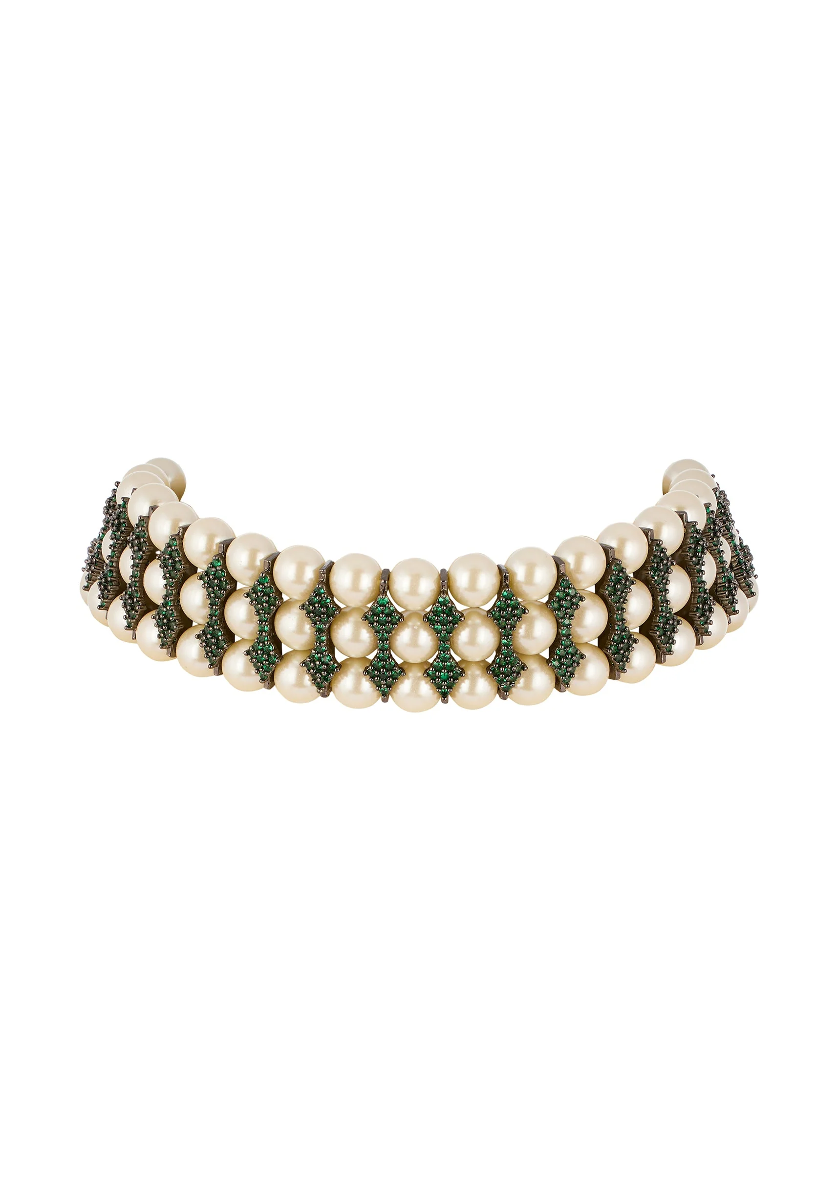 909-green-contemporary-faux-pearl-and-beaded-choker-1.webp Green Contemporary Faux Pearl and Beaded Choker