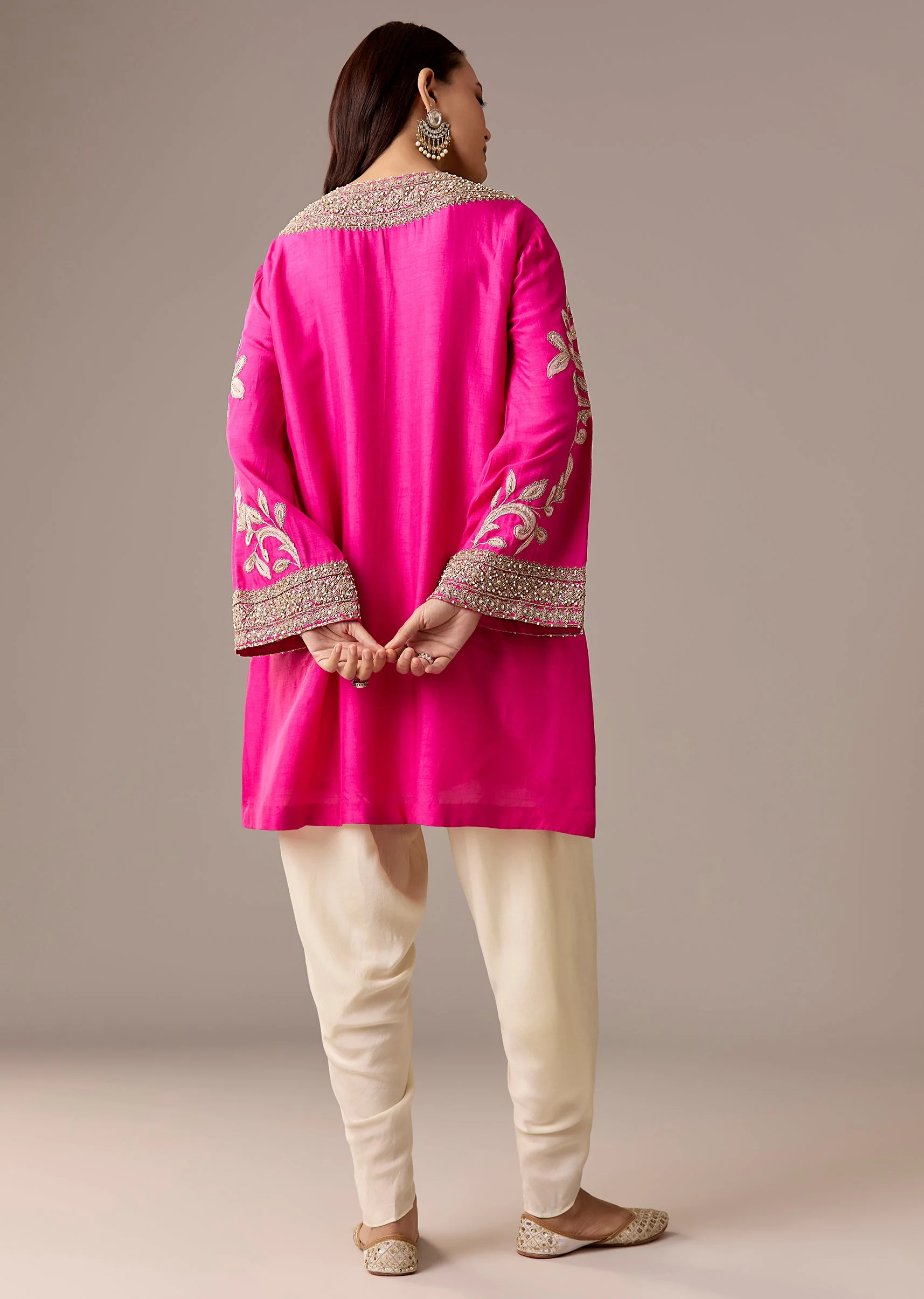 Pink Patchwork Dhoti Suit Set