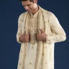Beige Kurta with Dhoti & Dupatta Muhurtham Set