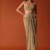 Gold Festive Dhoti Suit Set In Crepe With Foil Embroidery