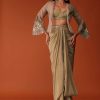 Gold Festive Dhoti Suit Set In Crepe With Foil Embroidery