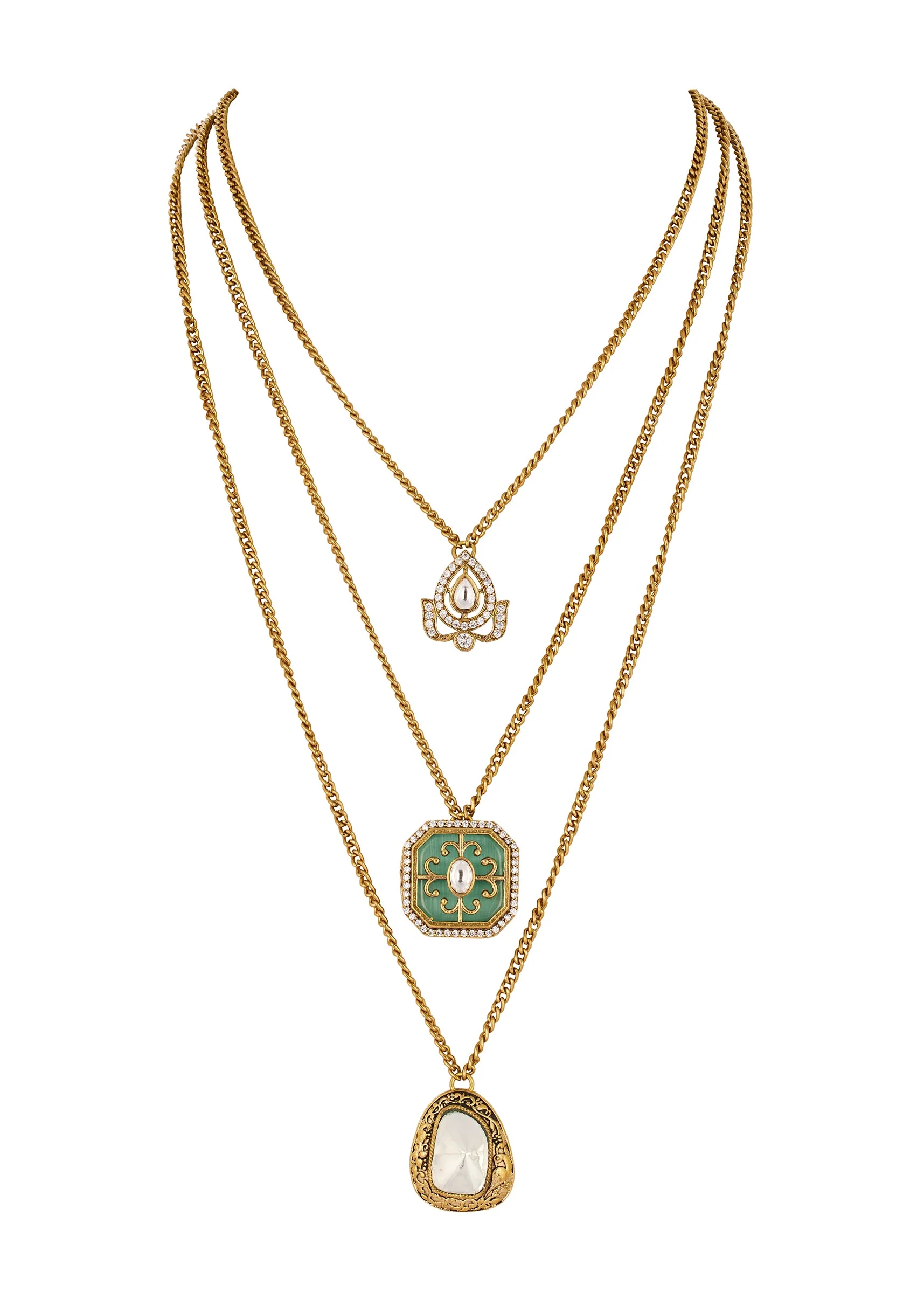 914-mint-green-traditional-kundan-layered-necklace-with-stones-1.webp Mint Green Traditional Kundan Layered Necklace with Stones