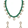 918-green-and-gold-traditional-gold-mordern-polki-necklace-set-with-beads-1.webp Green and Gold Traditional Gold Mordern Polki Necklace Set with Beads