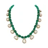 918-green-and-gold-traditional-gold-mordern-polki-necklace-set-with-beads-2.webp Green and Gold Traditional Gold Mordern Polki Necklace Set with Beads