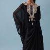 Black Organza Top And Dhoti Set with Zari Work