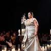 Rakul Preet in Kalki's Beige Dhoti Draped Gown In Art Silk With 3D Patchwork