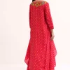 Red Embroidered Cotton Kurta Dhoti
