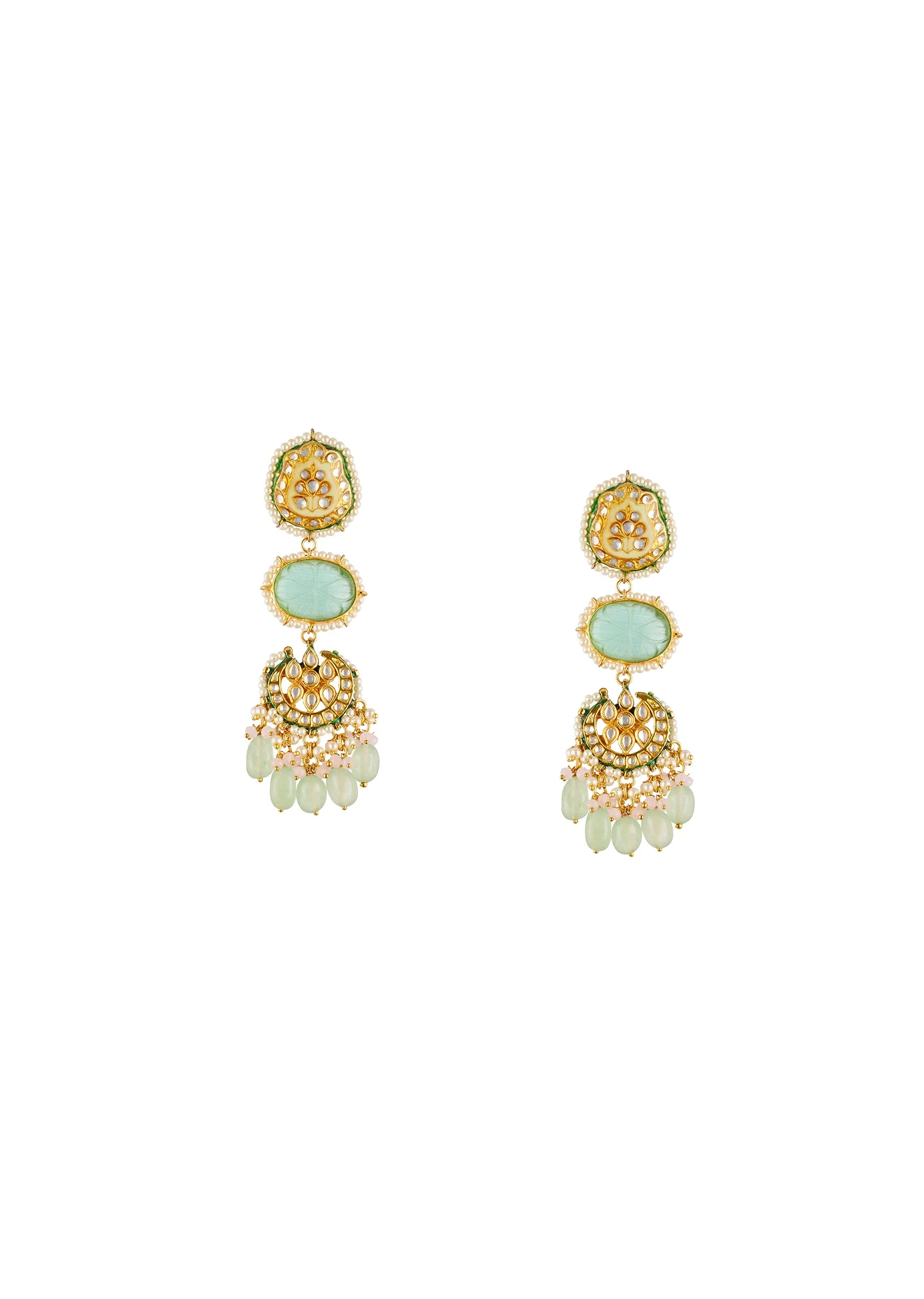 924-multi-traditional-gold-kundan-polki-earrings-with-stones-2.webp Multi Traditional Gold Kundan Polki Earrings with Stones