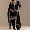 Black Satin Zari Embroidered Dhoti Kurta Set