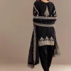 Black Satin Zari Embroidered Dhoti Kurta Set
