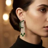 925-silver-finish-earrings-with-green-stone-and-cubic-zirconia-detailing-1.webp Silver Finish Earrings With Green Stone And Cubic Zirconia Detailing