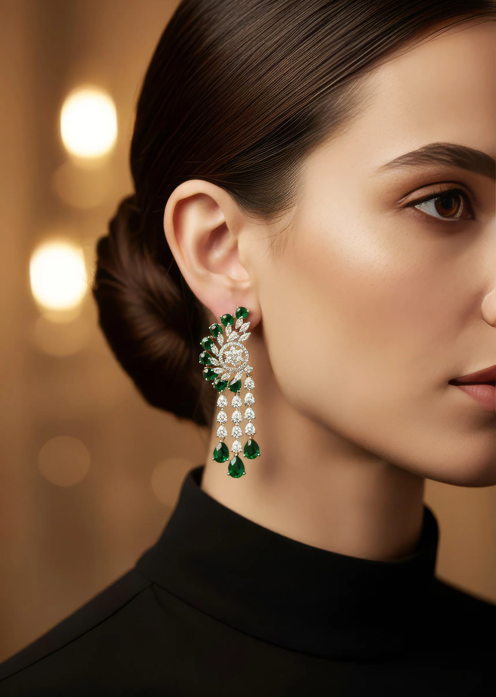 925-silver-finish-earrings-with-green-stone-and-cubic-zirconia-detailing-1.webp Silver Finish Earrings With Green Stone And Cubic Zirconia Detailing