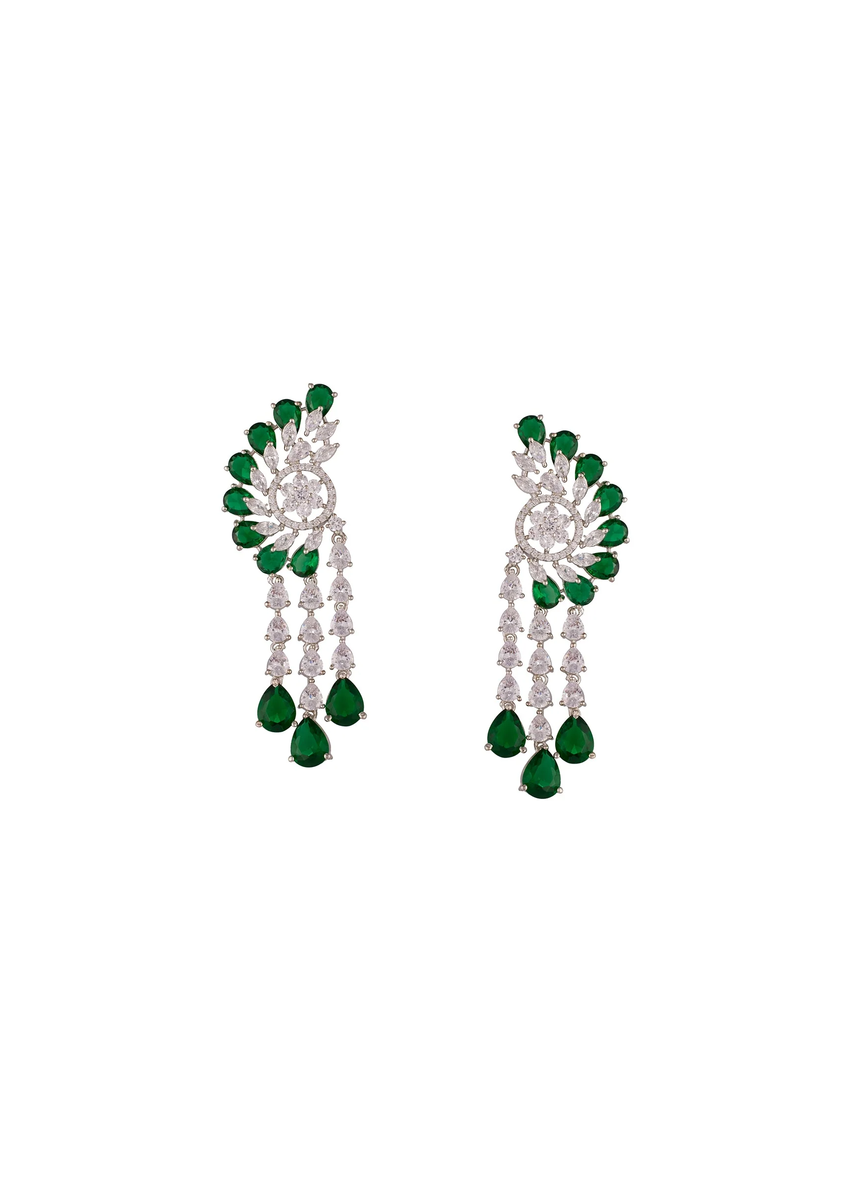 925-silver-finish-earrings-with-green-stone-and-cubic-zirconia-detailing-2.webp Silver Finish Earrings With Green Stone And Cubic Zirconia Detailing