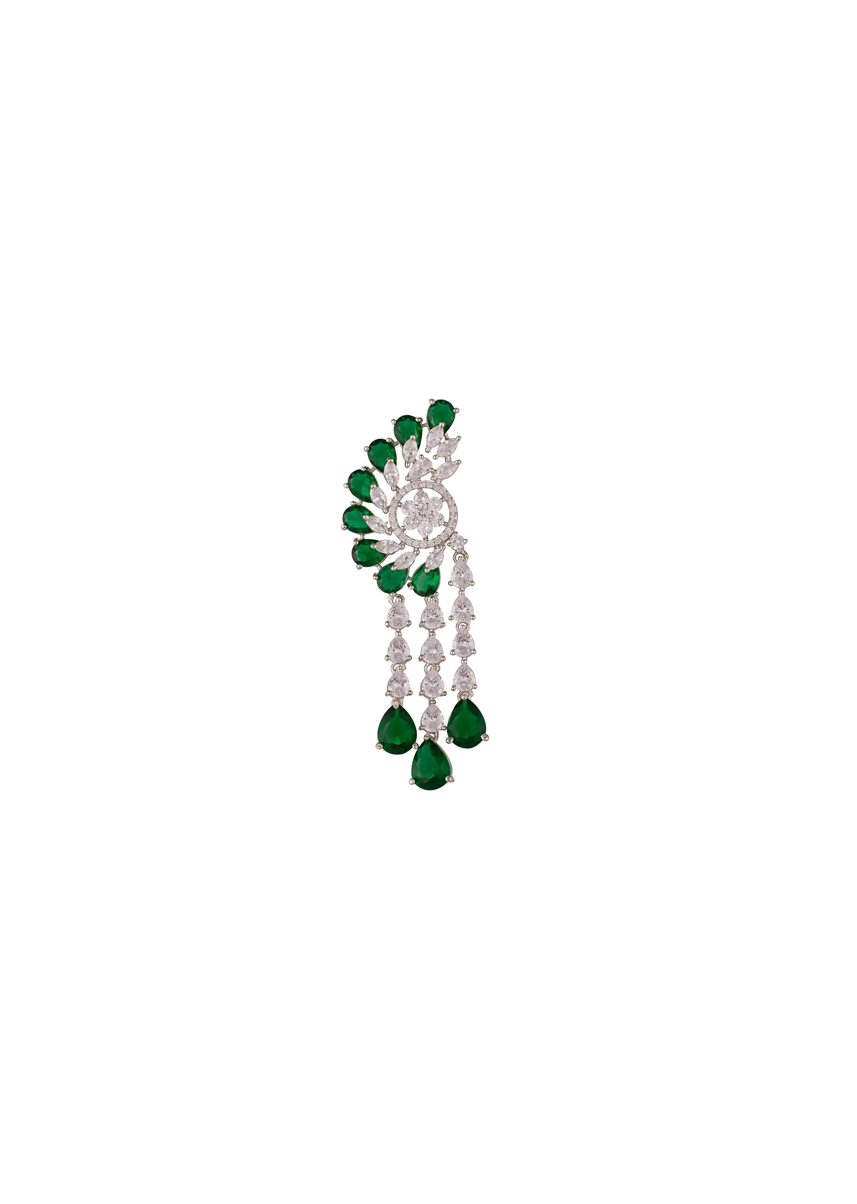 925-silver-finish-earrings-with-green-stone-and-cubic-zirconia-detailing-3.webp Silver Finish Earrings With Green Stone And Cubic Zirconia Detailing