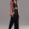 Black Organza Jacket and Satin Dhoti Palazzo Set With Zardosi Embroidery
