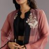 Black Organza Jacket and Satin Dhoti Palazzo Set With Zardosi Embroidery