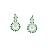 Green Anti Tarnish CZ Diamond Rhodium-Plated Brass Earrings with Beads
