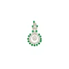 Green Anti Tarnish CZ Diamond Rhodium-Plated Brass Earrings with Beads