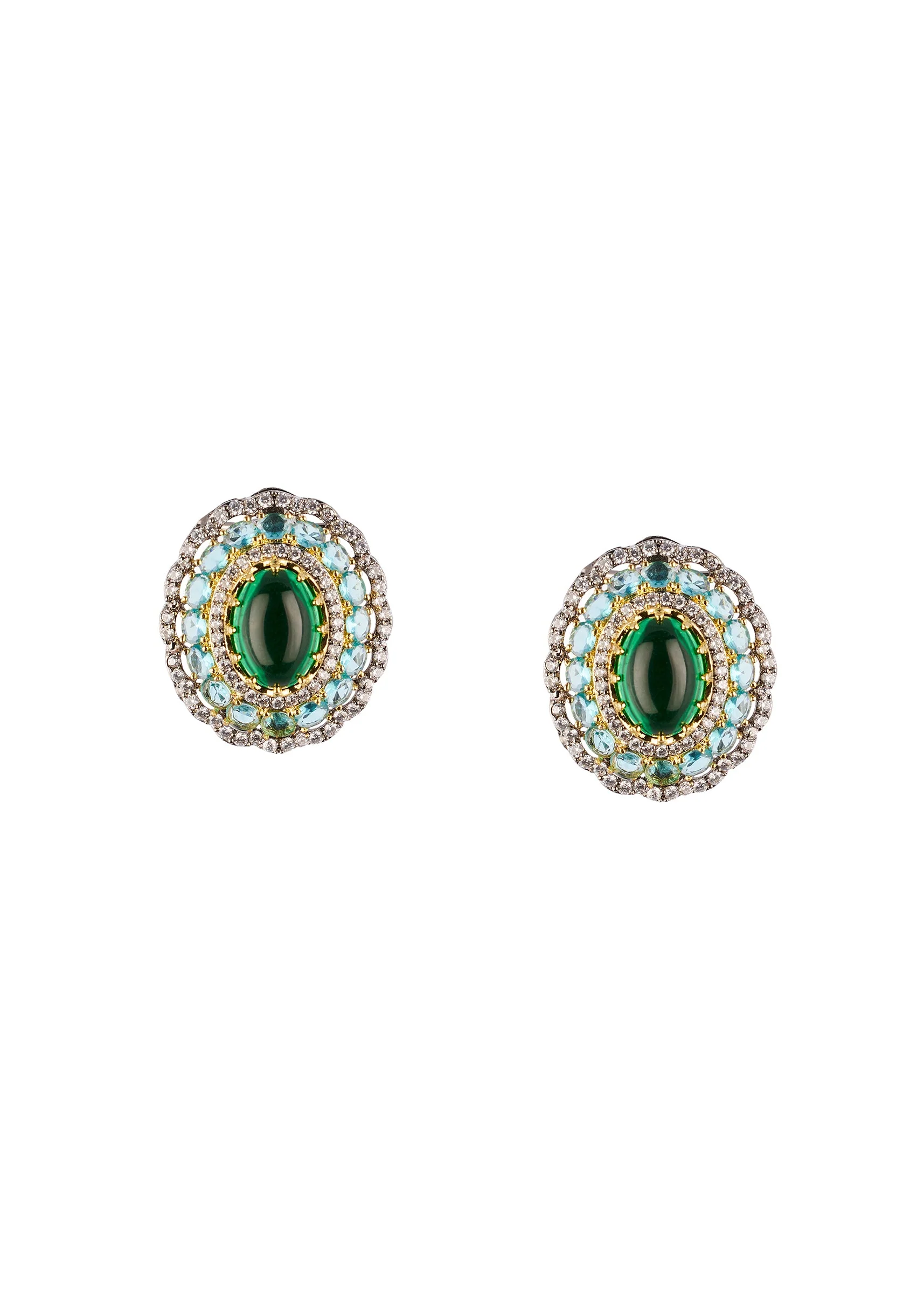 927-aqua-blue-anti-tarnish-cz-diamond-rhodium-plated-brass-floral-earrings-2.webp Aqua Blue Anti Tarnish CZ Diamond Rhodium Plated Brass Floral Earrings