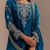 Blue Satin Zari Embroidered Dhoti Kurta Set