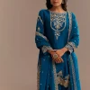 Blue Satin Zari Embroidered Dhoti Kurta Set
