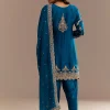Blue Satin Zari Embroidered Dhoti Kurta Set