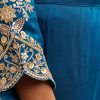 Blue Satin Zari Embroidered Dhoti Kurta Set