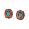 928-gold-finish-stud-earrings-with-dome-cut-turquoise-and-cubic-zirconia-detailing-2.webp Gold Finish Stud Earrings With Dome Cut Turquoise And Cubic Zirconia Detailing