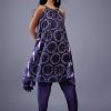 Midnight Blue Silk Bandhani Top With Tie-Dye Side Panel And Silk Dhoti Pants