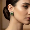 929-gold-finish-earrings-in-rectangular-style-with-emerald-and-blue-stone-detailing-1.webp Gold Finish Earrings In Rectangular Style With Emerald And Blue Stone Detailing