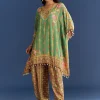 9294-light-aqua-green-cotton-muslin-kaftaan-with-printed-dhoti-1.webp Light Aqua Green Cotton Muslin Kaftaan With Printed Dhoti