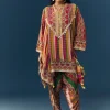 Multi Indie Print Kurti Dhoti Set with Handbag