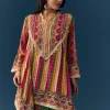 Multi Indie Print Kurti Dhoti Set with Handbag