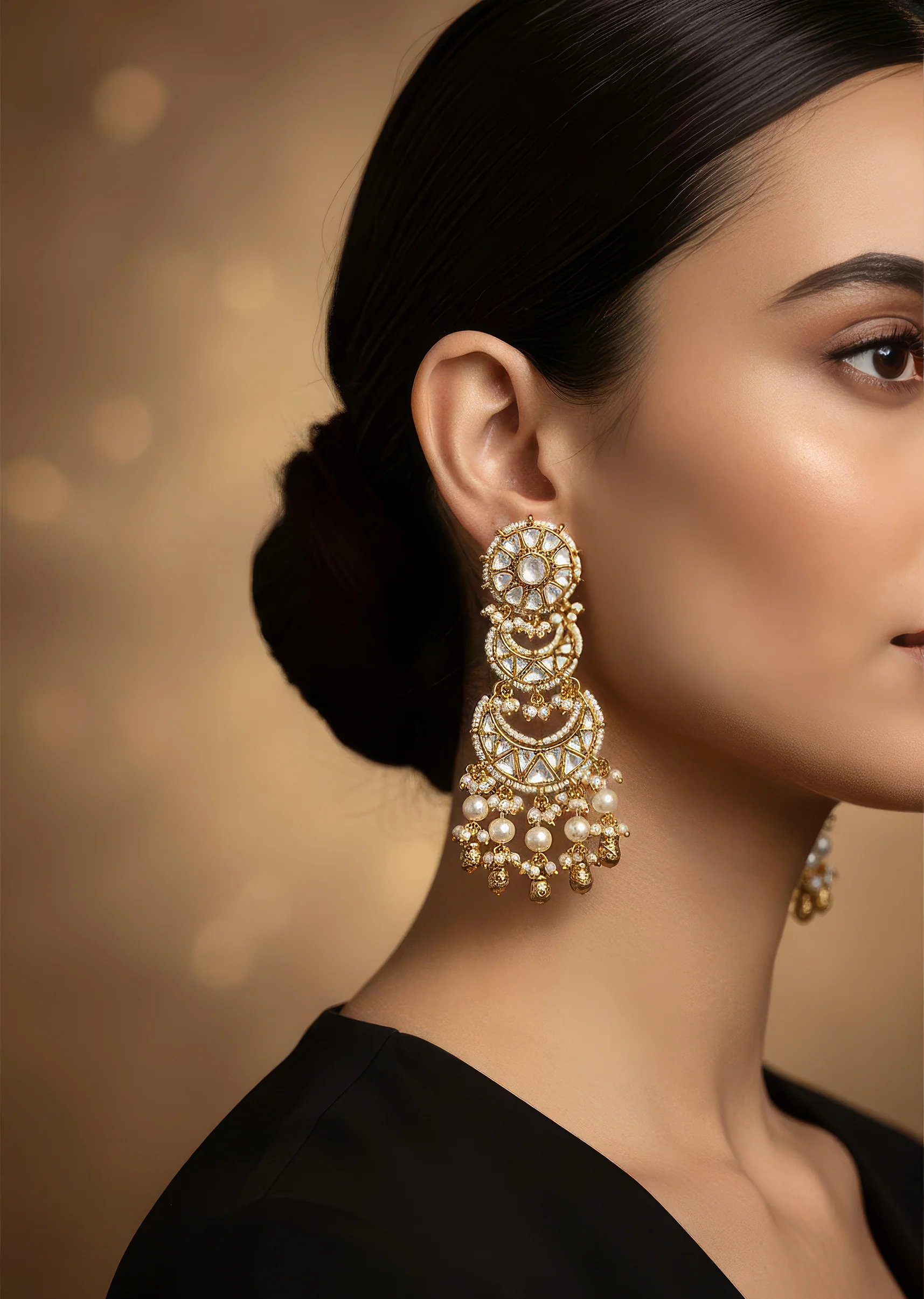 932-gold-toned-earrings-in-chandbali-style-with-kundan-and-stone-and-pearl-detailing-1.webp Gold Toned Earrings In Chandbali Style With Kundan And Stone And Pearl Detailing