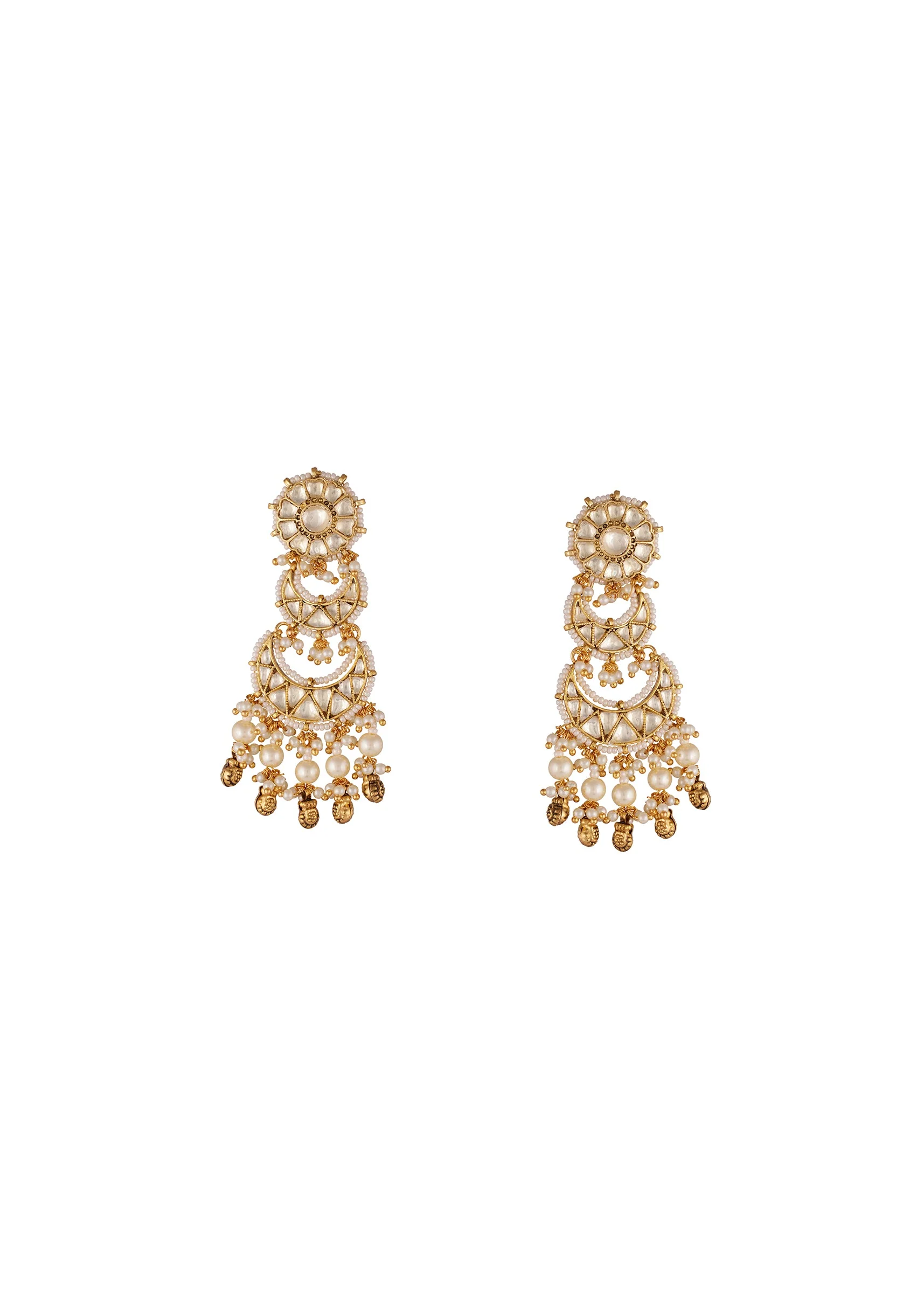 932-gold-toned-earrings-in-chandbali-style-with-kundan-and-stone-and-pearl-detailing-2.webp Gold Toned Earrings In Chandbali Style With Kundan And Stone And Pearl Detailing
