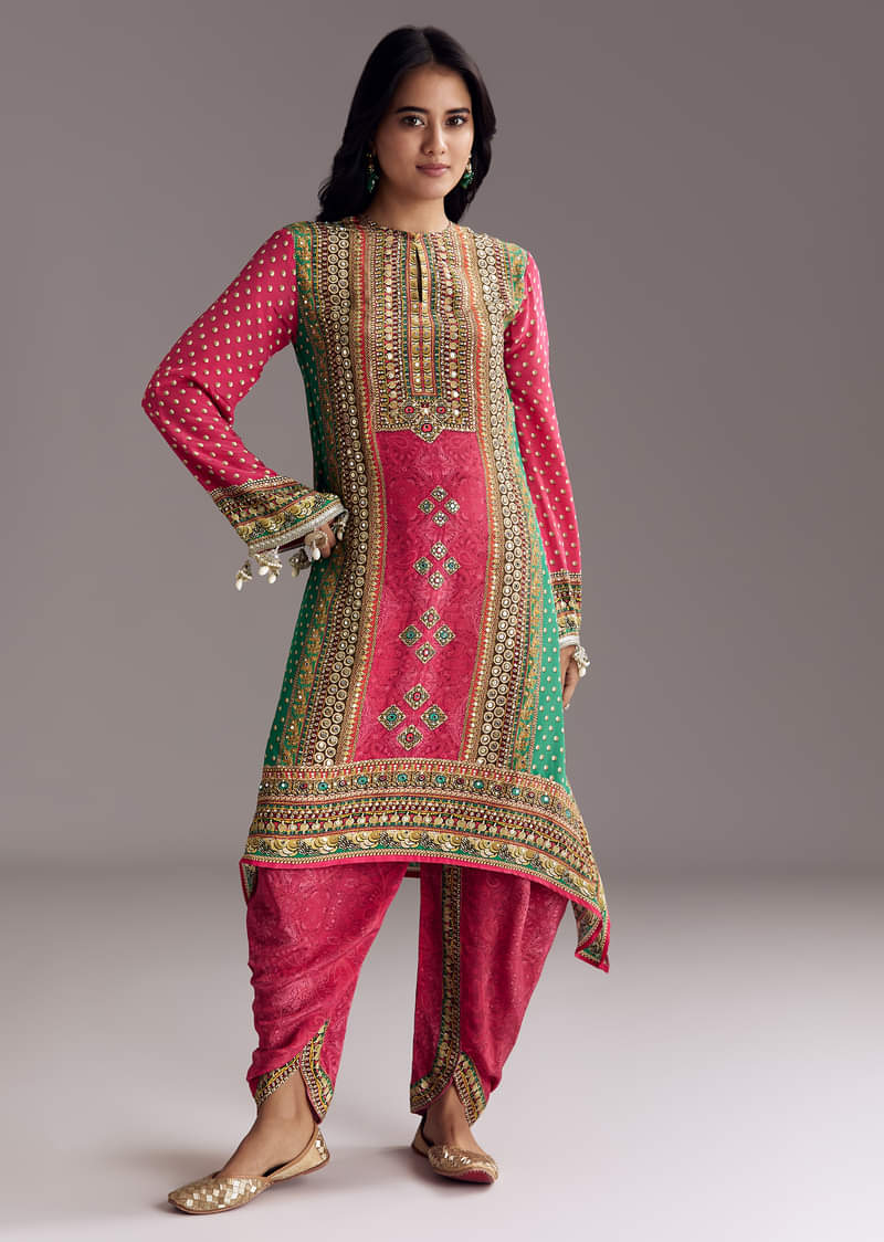 9322-pink-embroidered-kurta-dhoti-set-1.jpg Pink Embroidered Kurta Dhoti Set