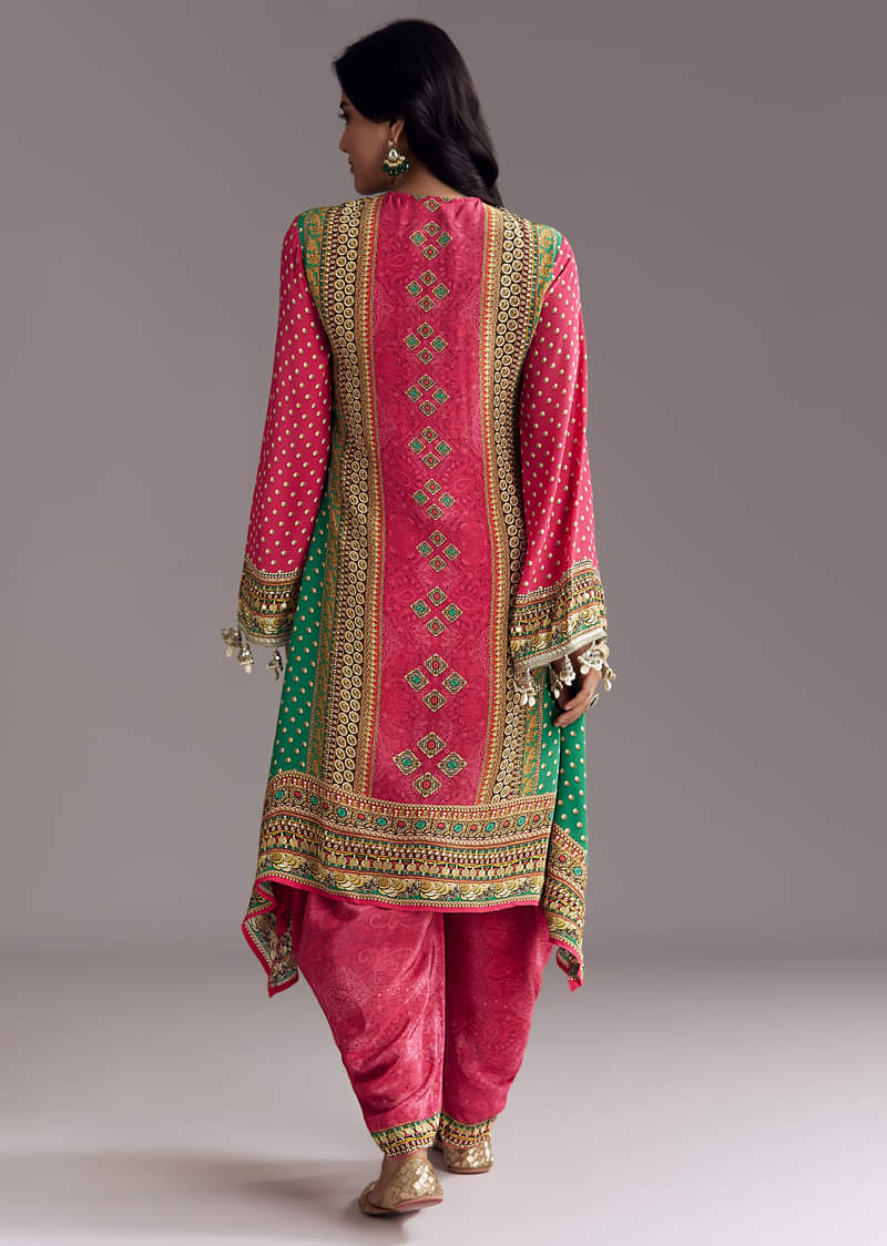 Pink Embroidered Kurta Dhoti Set