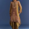 9334-mehendi-green-crepe-asymmetrical-printed-kurta-with-striped-printed-dhoti-1.jpg Mehendi Green Crepe Asymmetrical Printed Kurta With Striped Printed Dhoti