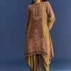 9334-mehendi-green-crepe-asymmetrical-printed-kurta-with-striped-printed-dhoti-3.webp Mehendi Green Crepe Asymmetrical Printed Kurta With Striped Printed Dhoti