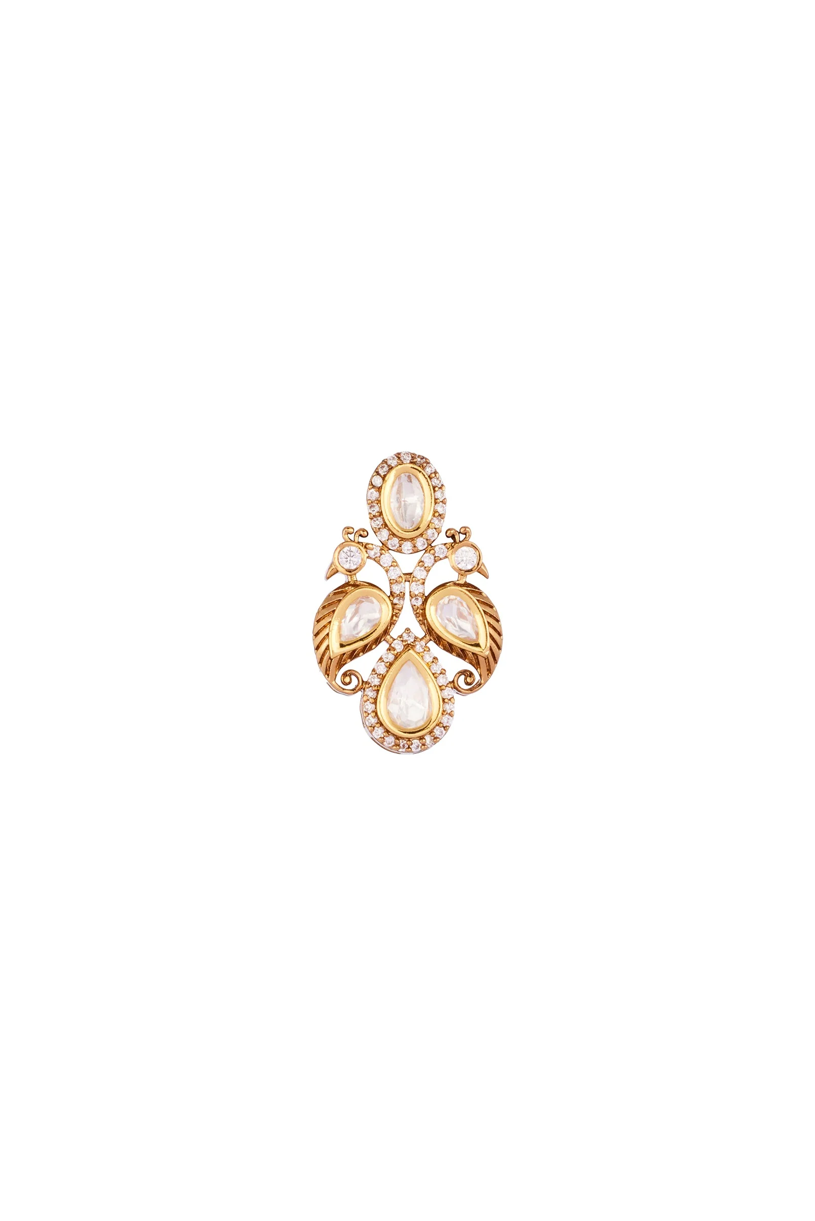Gold Finish Necklace Set WIth In Polki Detailing