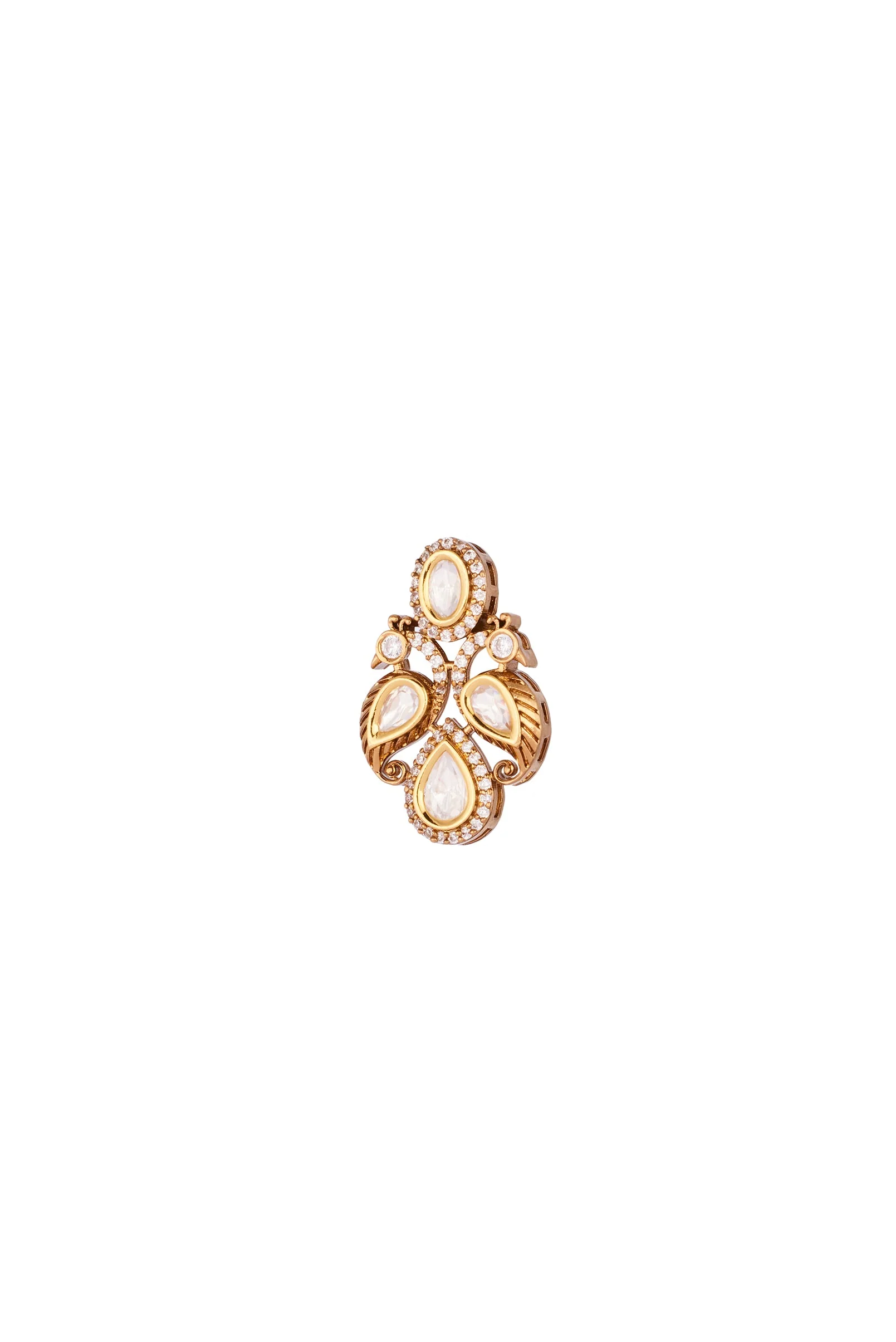 Gold Finish Necklace Set WIth In Polki Detailing