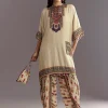 Cream Printed Muslin Kurta And Dhoti