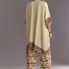 Cream Printed Muslin Kurta And Dhoti